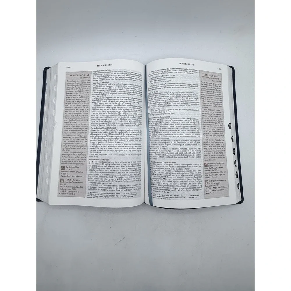 The Spiritual Growth Bible NLT: navy blue faux leather with thumb index